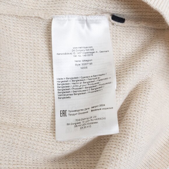 Matinique Malagoon Crewneck Sweater Mens Medium Oyster Gray Melange Cotton Cream - Picture 13 of 15
